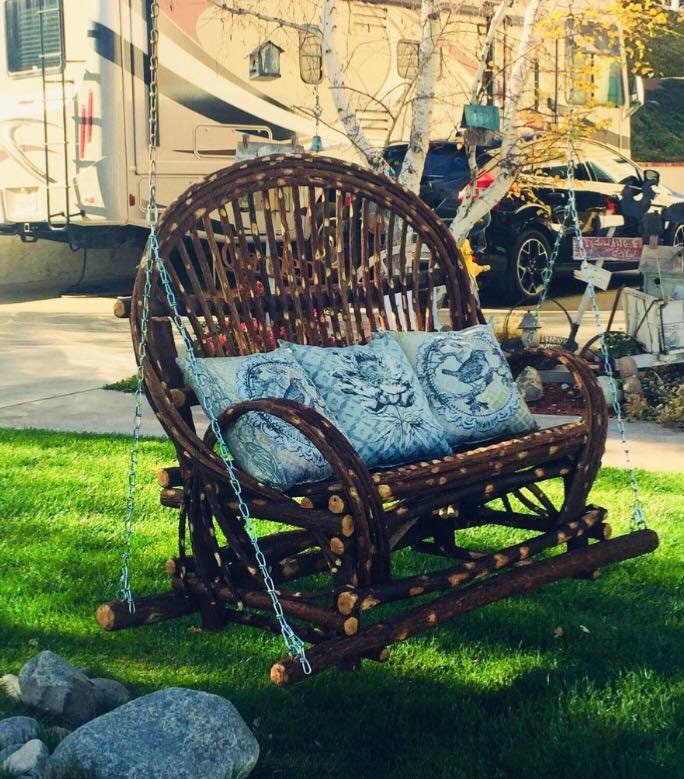 Handmade Twig Bent Willow Porch Swing