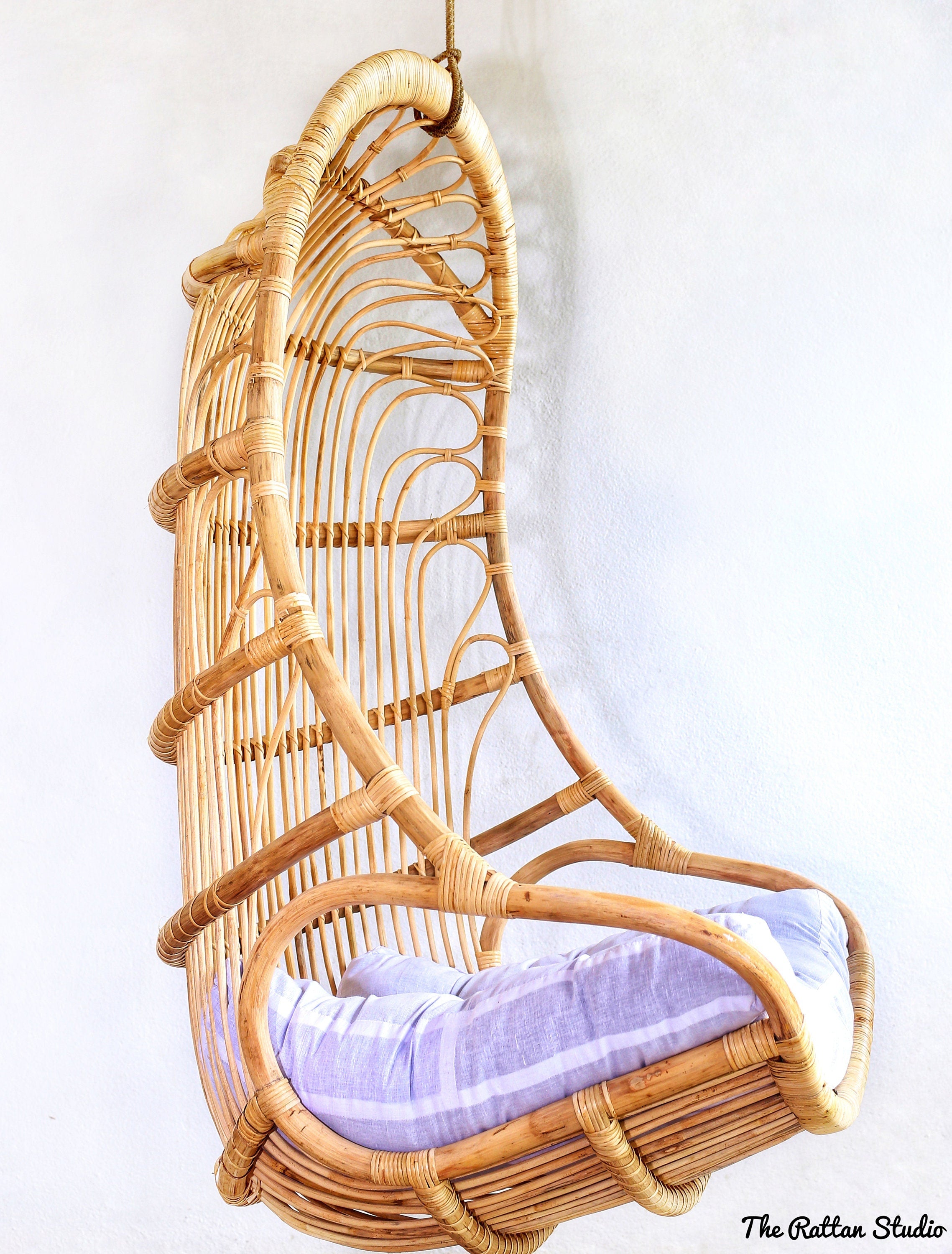 Handcrafted Natural Rattan Wicker Swing Indoor Outdoor Leisure Swinging Hammock Chair Hanging chair