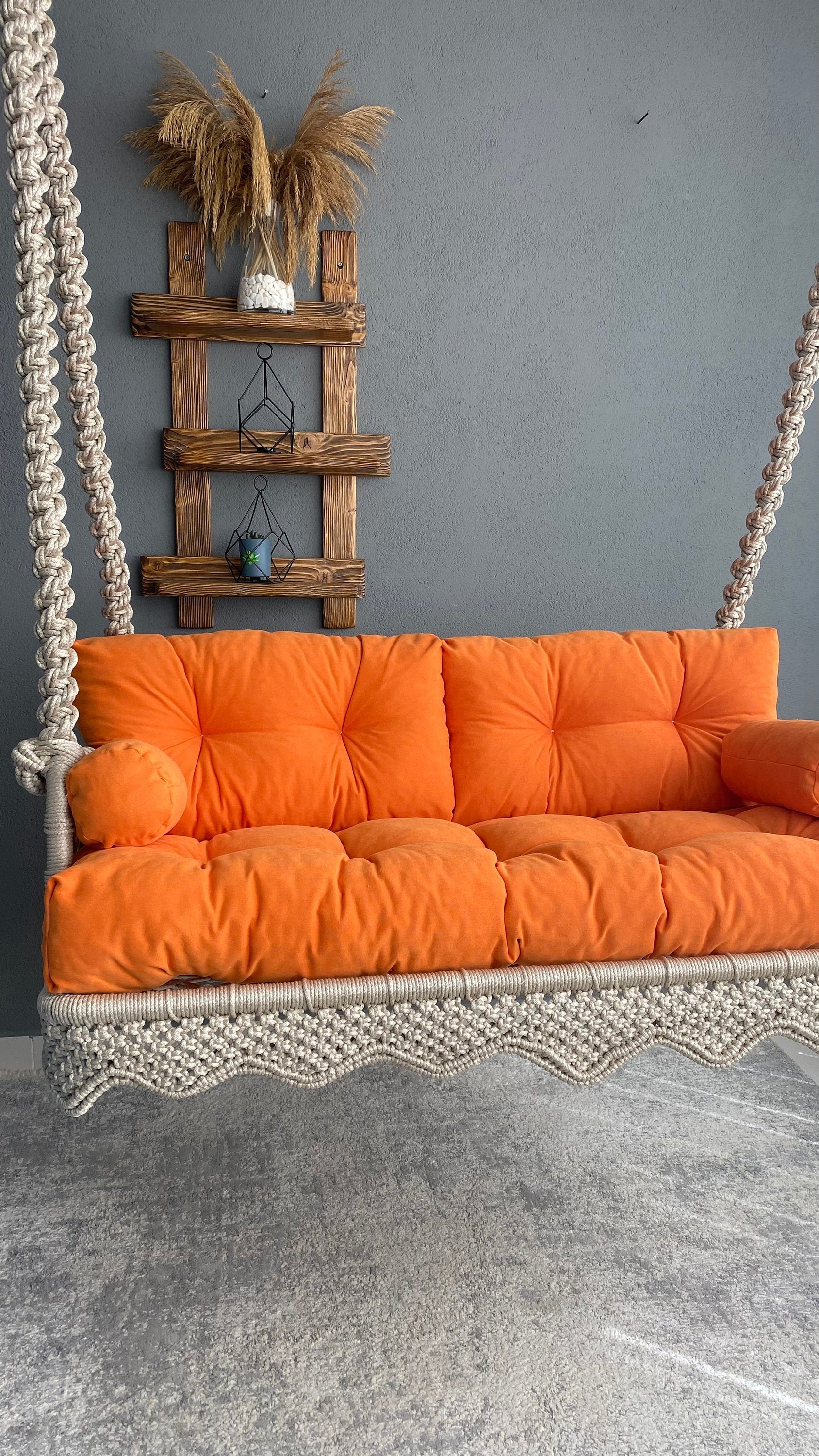 Macrame Balcony and Garden Swing Chair, Hanging Chair, Rocking Bed Swing, Hanging Porch Swing, Balcony Swing, Farmhouse Swing, Garden Swing