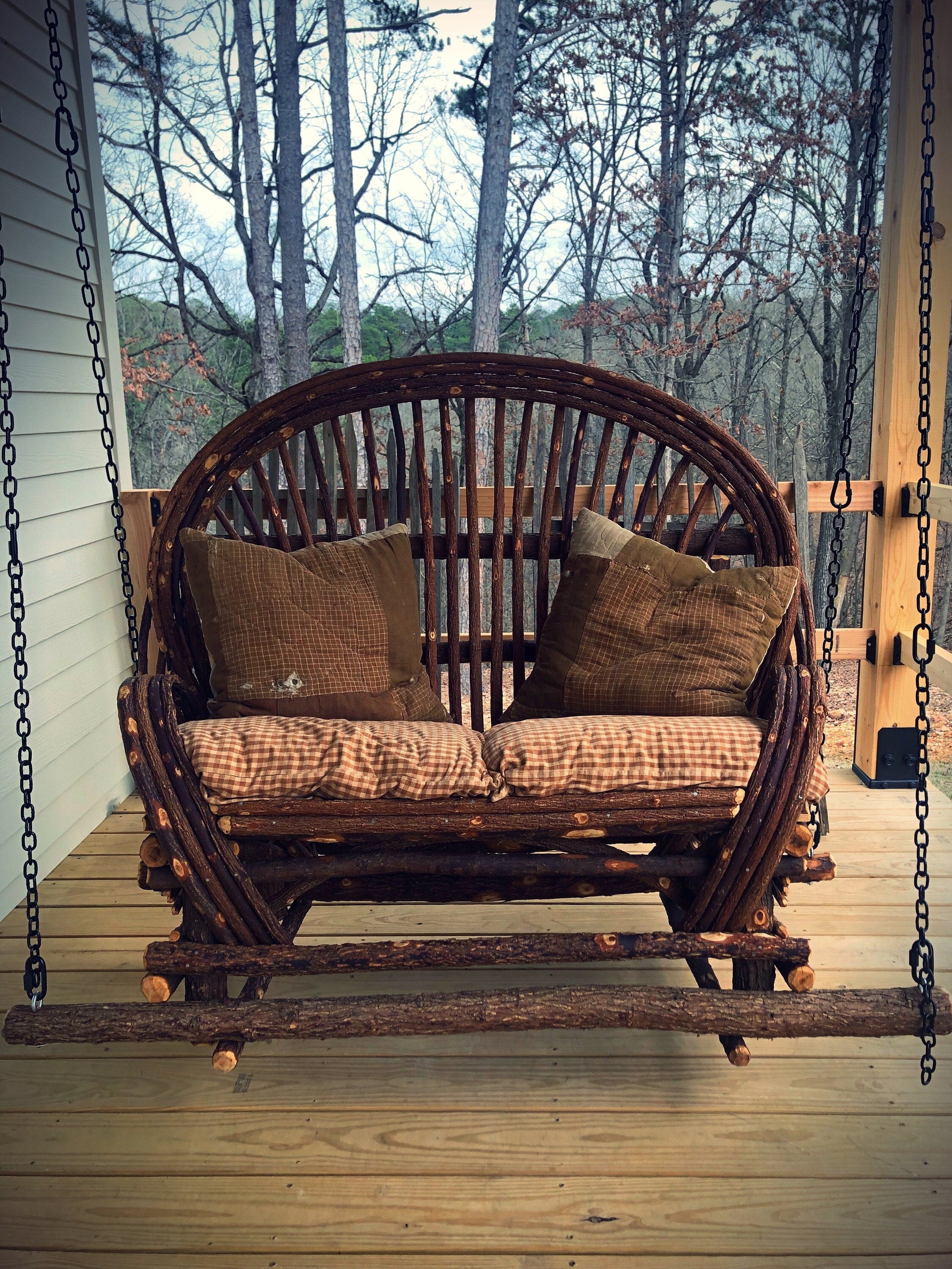 Handmade Twig Bent Willow Porch Swing