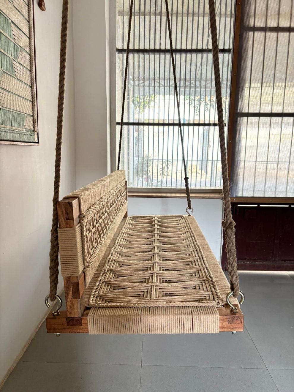 Woven Swing with Backrest All Beige