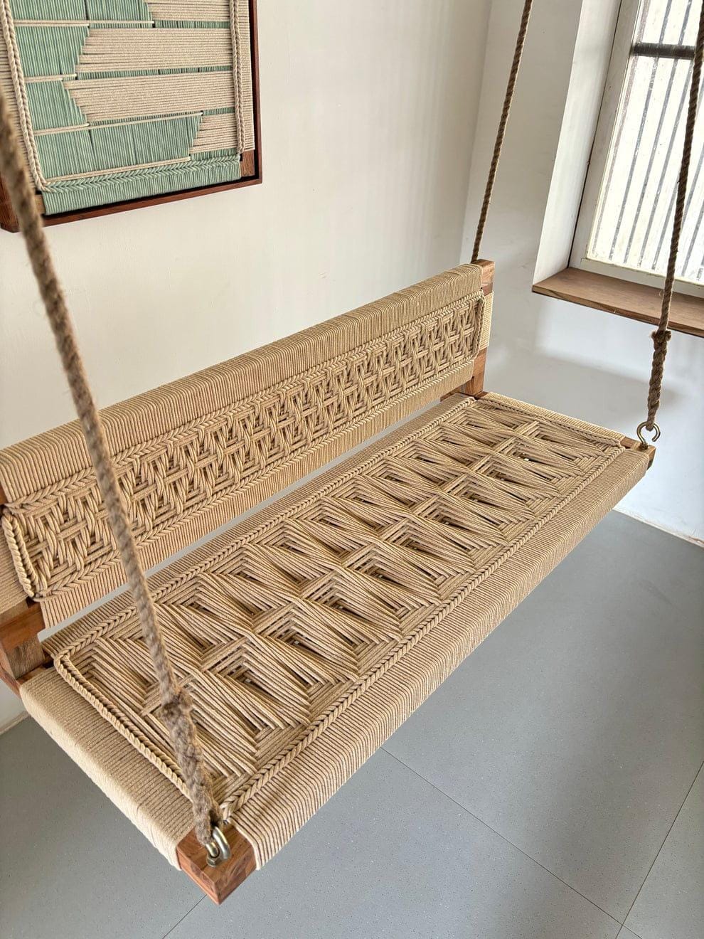 Woven Swing with Backrest All Beige