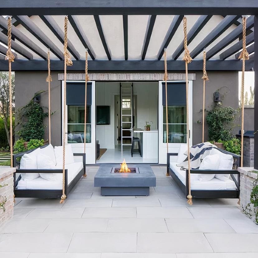 Handmade Oak Porch Swing Bed | Jute Rope, Outdoor Seating