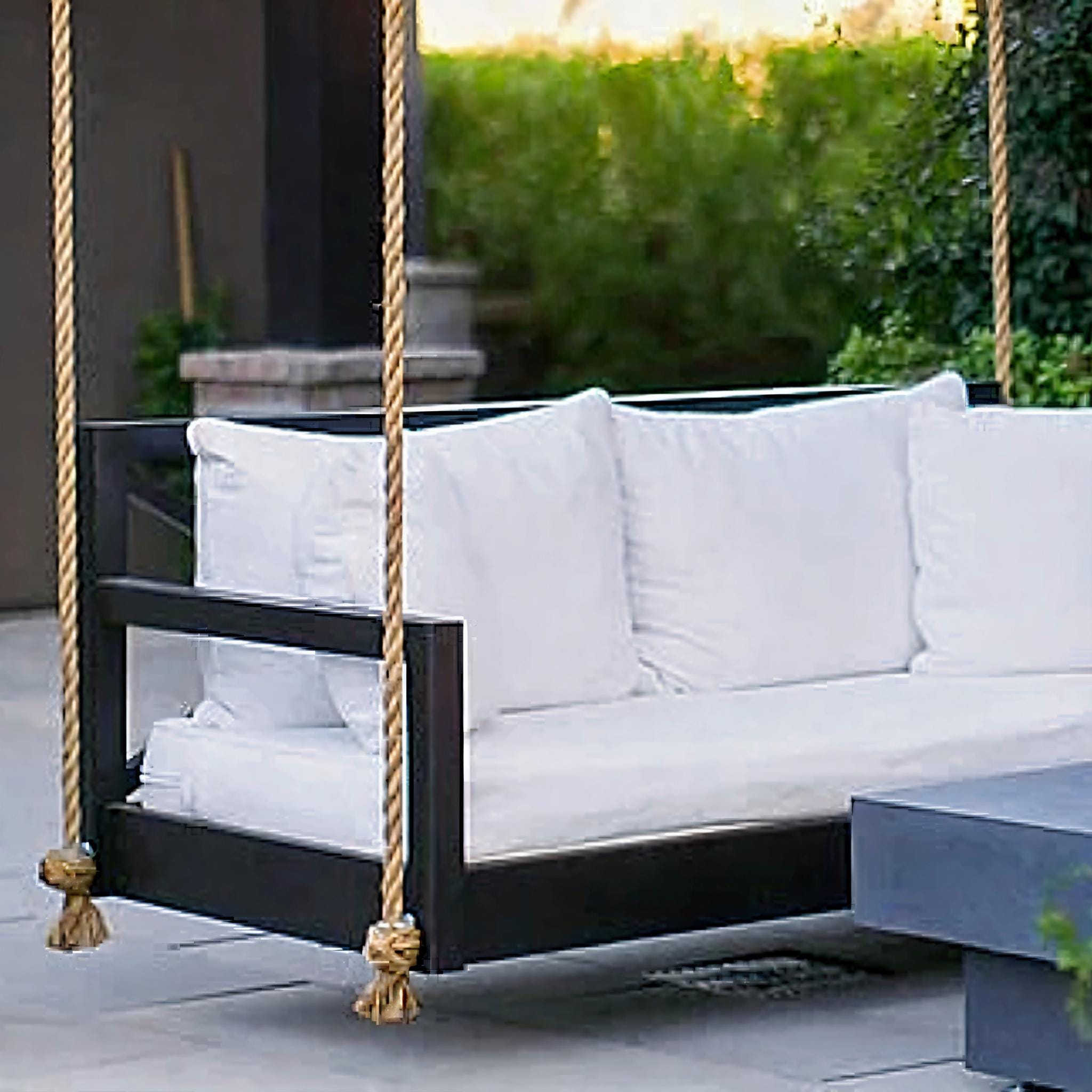 Handmade Oak Porch Swing Bed | Jute Rope, Outdoor Seating