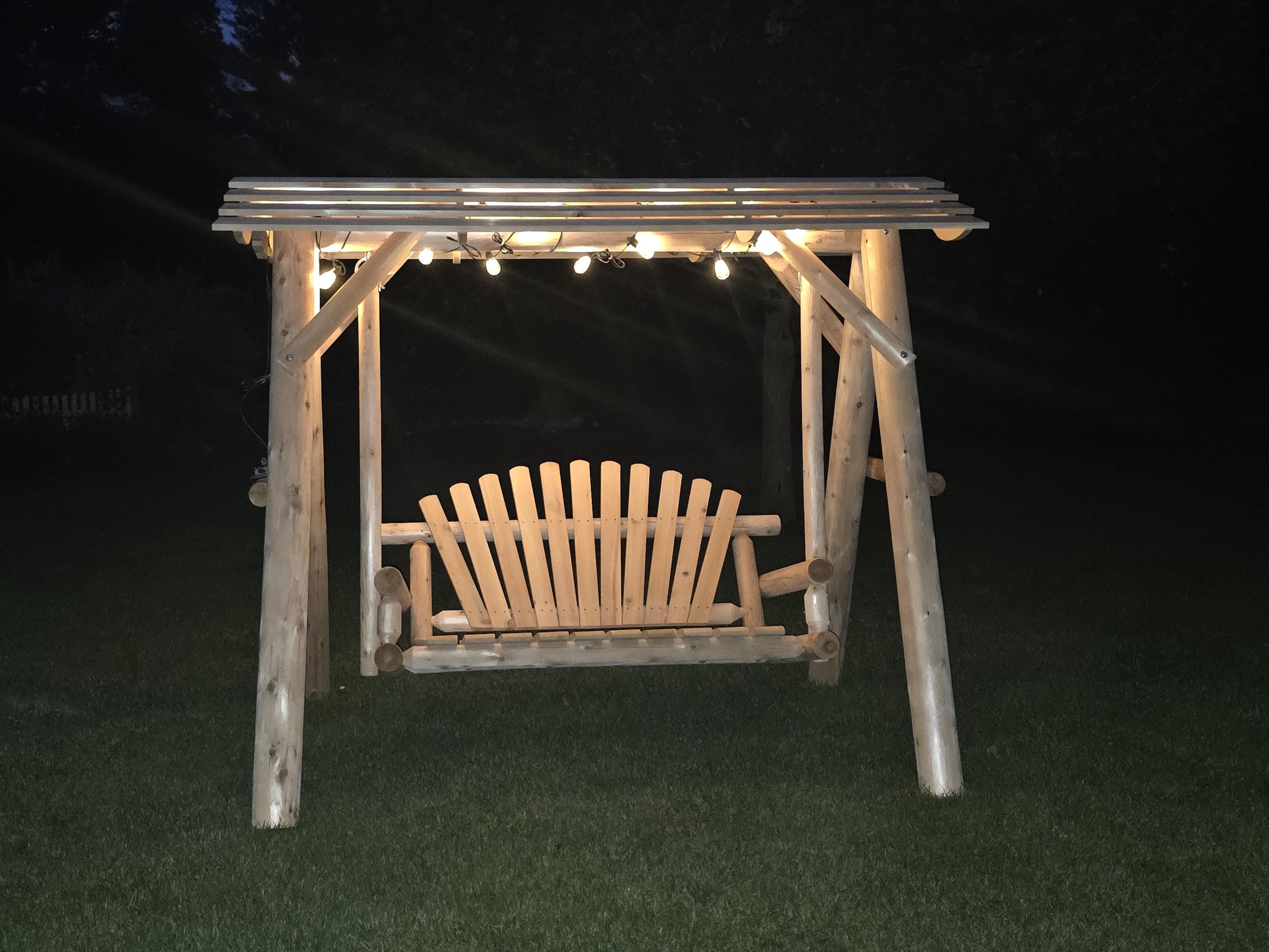 Cedar Patio Swing with Canopy: Rustic Outdoor Bench