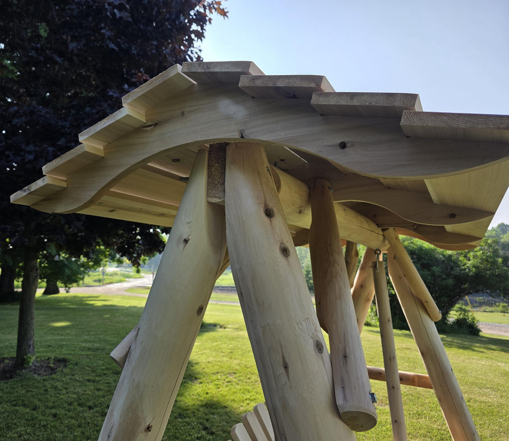 Cedar Patio Swing with Canopy: Rustic Outdoor Bench