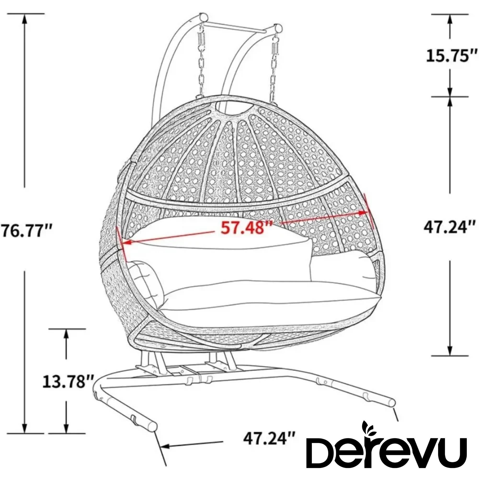 Oversized Wicker Patio Swing with Blue Cushion and Stainless Steel Stand