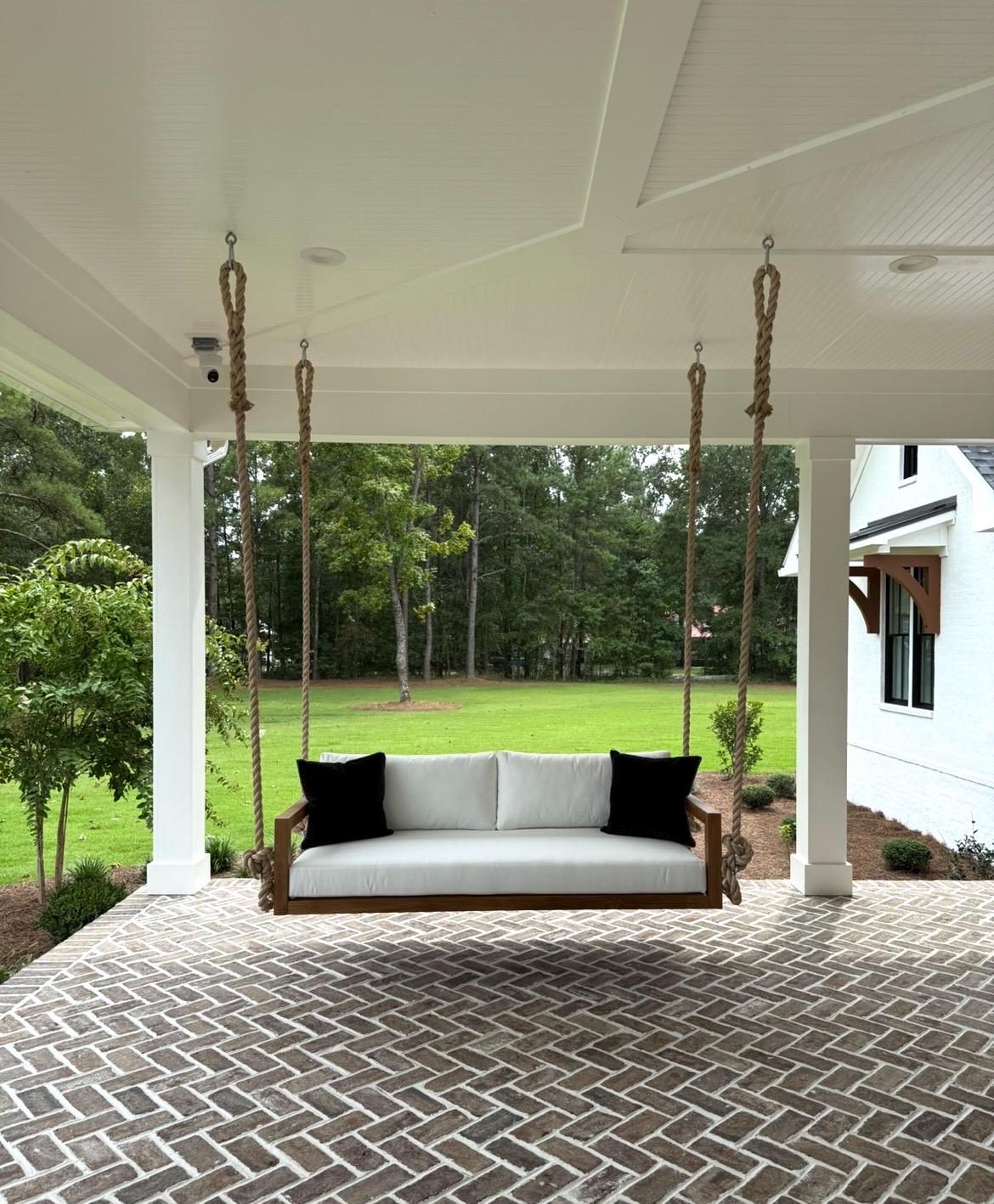 Teak Swing Bed – The Bimini With Cushions &amp; Hanging Kit