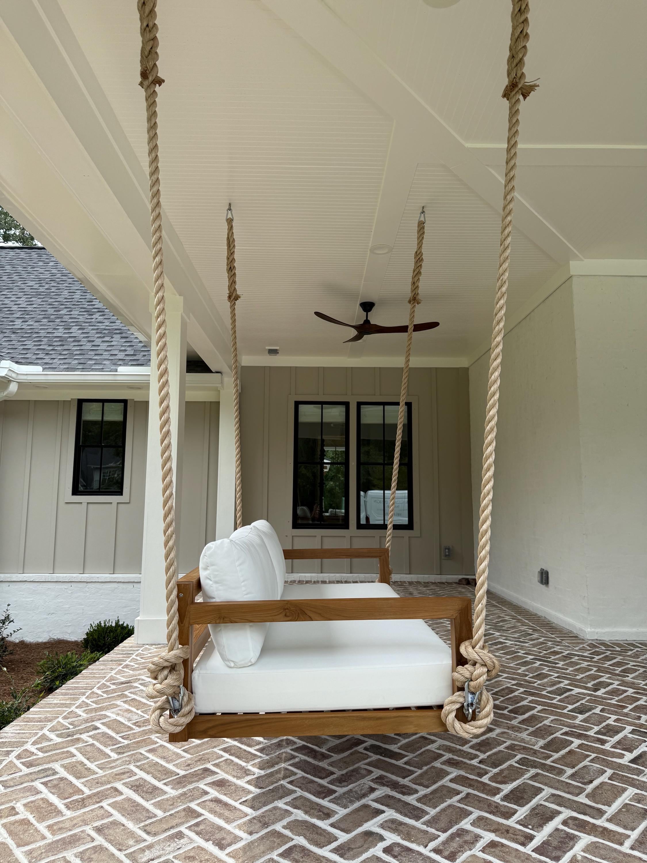 Teak Swing Bed – The Bimini With Cushions &amp; Hanging Kit