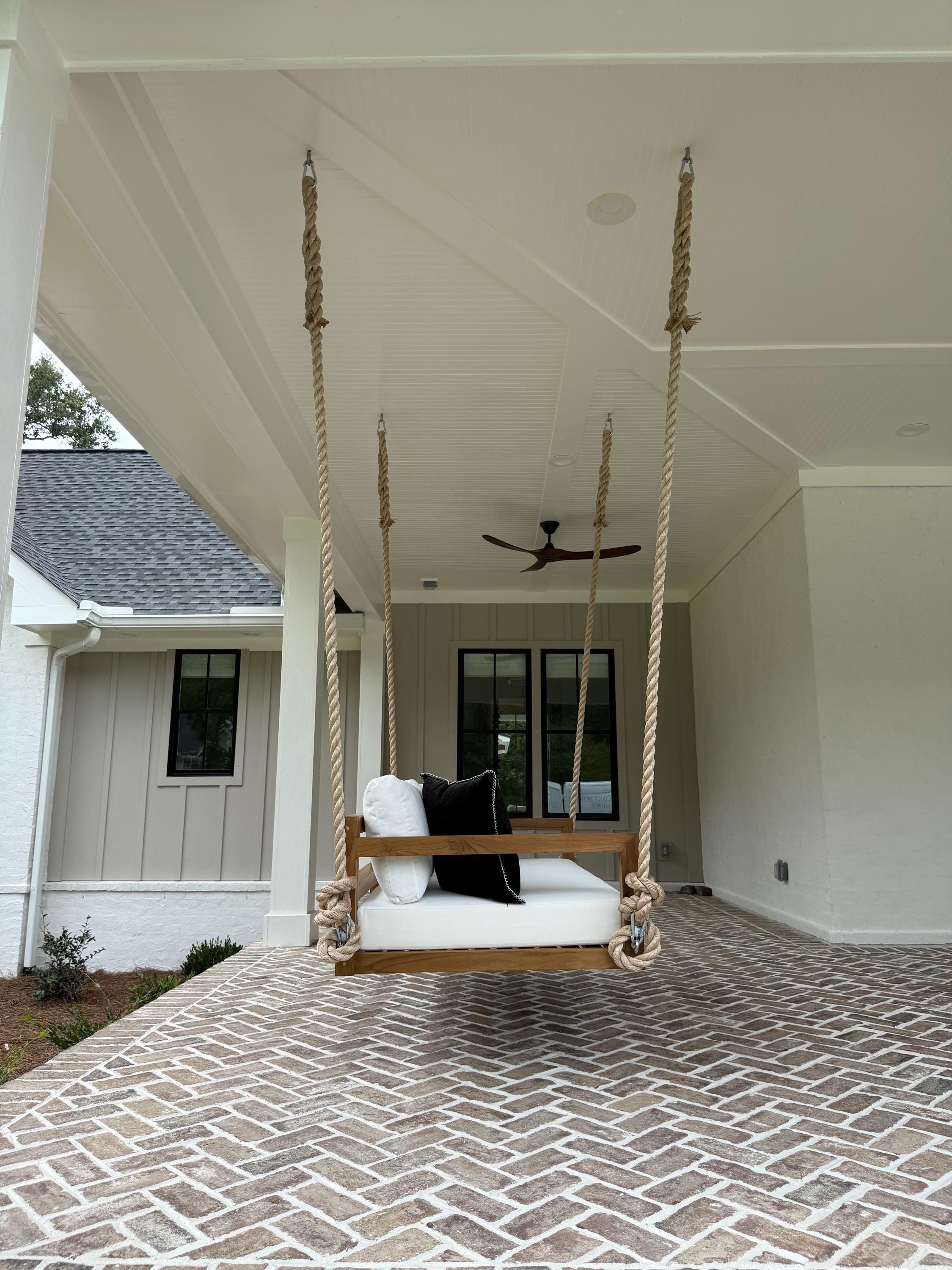 Teak Swing Bed – The Bimini With Cushions &amp; Hanging Kit