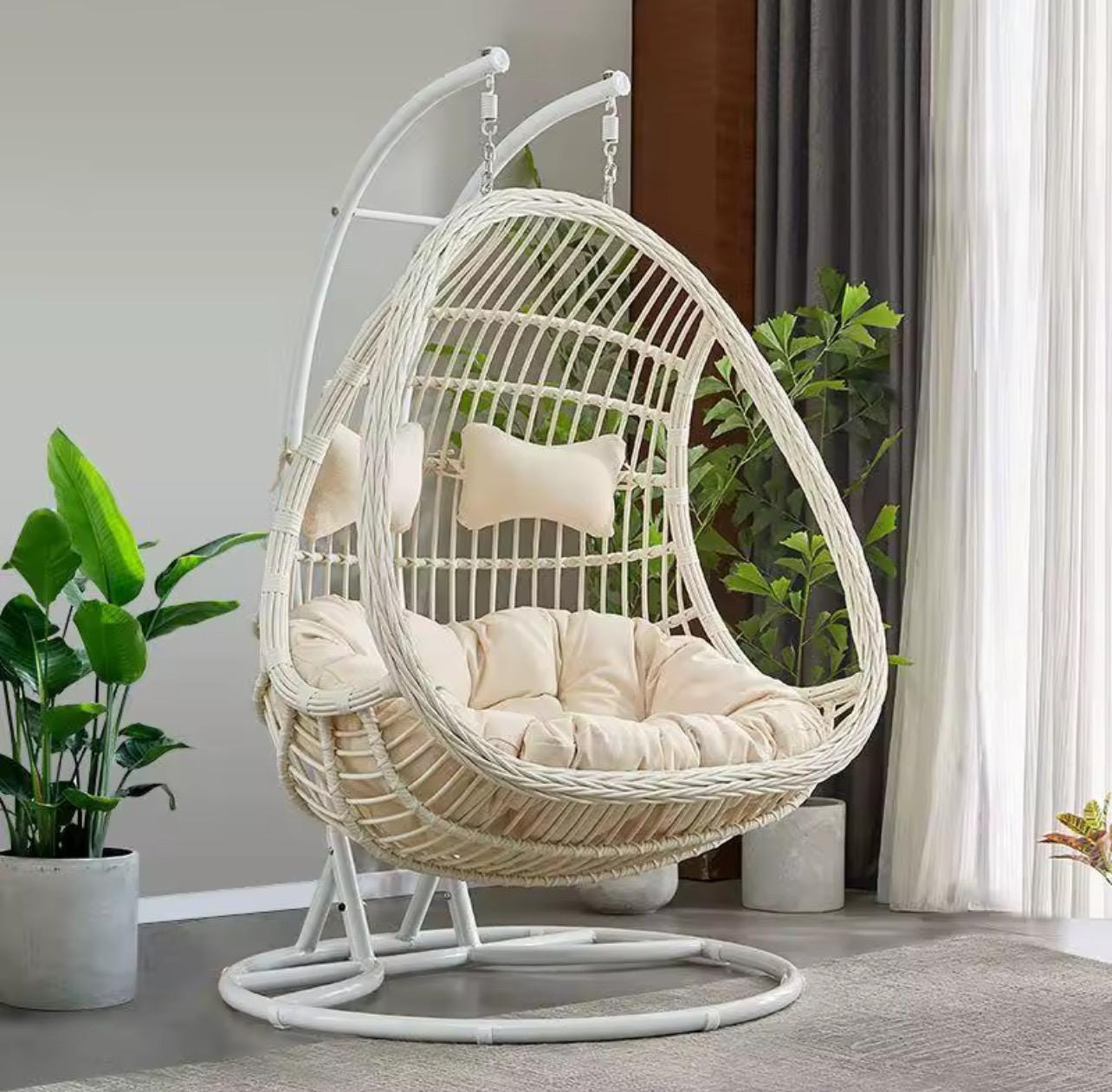 Hanging Egg Chair Cocoon – Cozy Rattan Swing for Indoor &amp; Balcony Relaxation