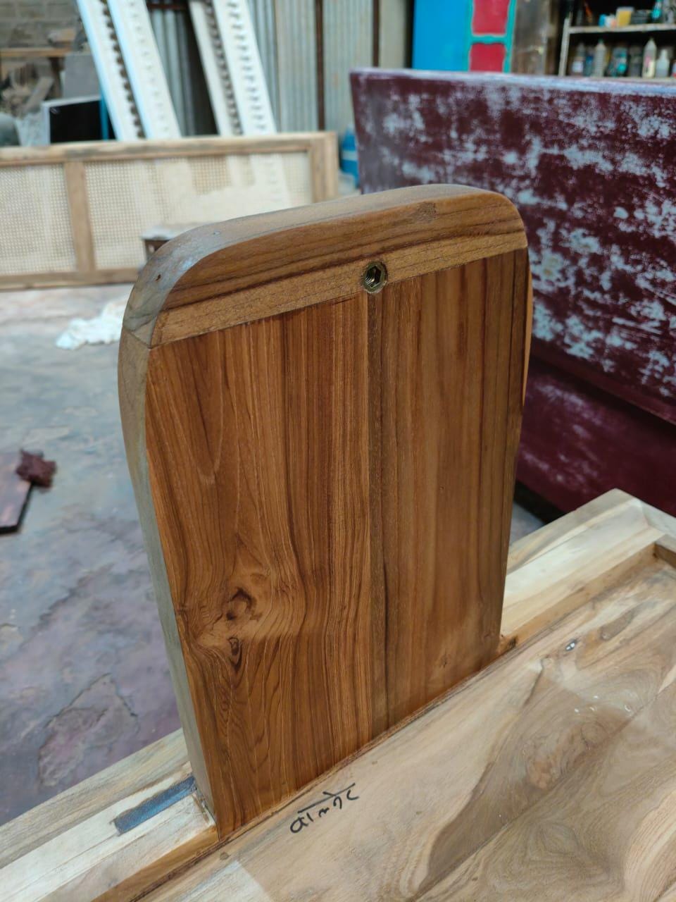 Carved Teak Wood Jhula Swing: Indian Style Cane Back Loveseat with Metal Chain