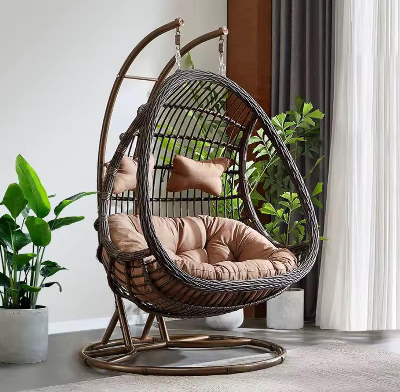 Hanging Egg Chair Cocoon – Cozy Rattan Swing for Indoor &amp; Balcony Relaxation