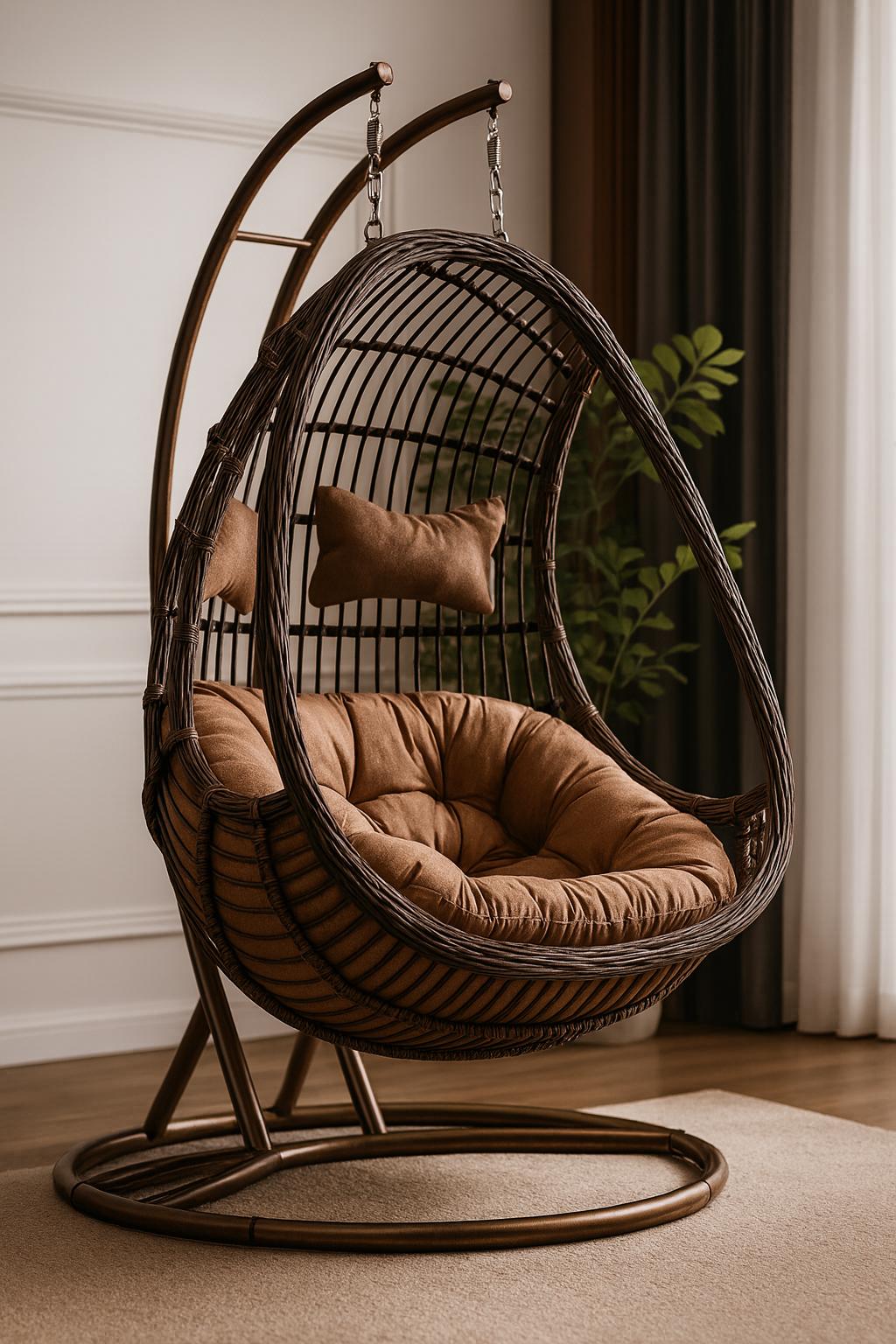 Hanging Egg Chair Cocoon – Cozy Rattan Swing for Indoor &amp; Balcony Relaxation