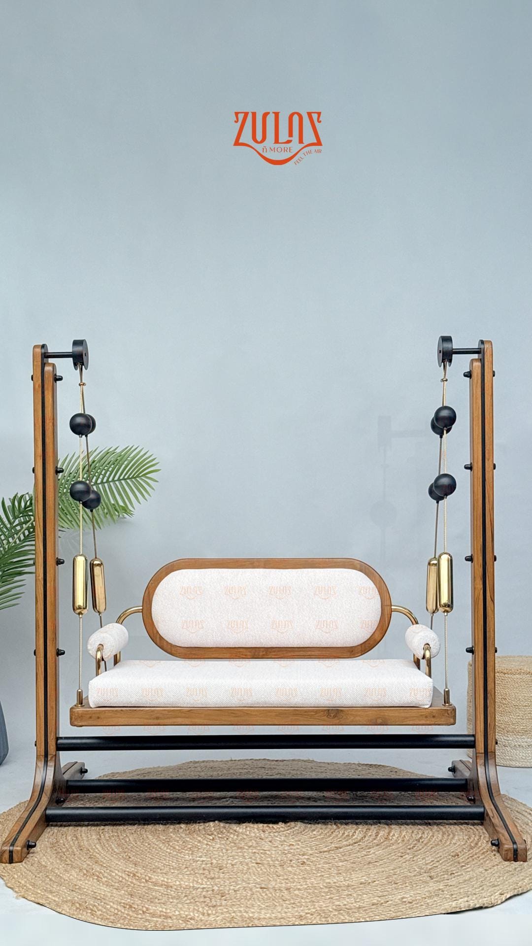 Modern Wood Capsule Swing with Stand | Freestanding Indoor Jhula