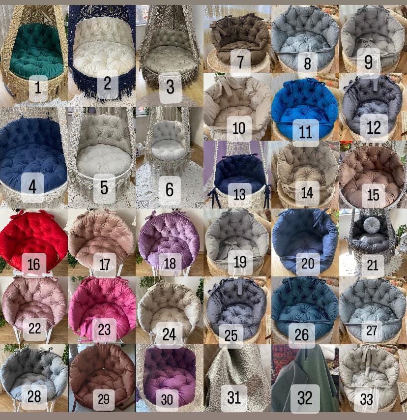 Boho Macrame Double Swing Chair | Beige Handmade Hanging Swing | Garden &amp; Veranda Swing with Cushions